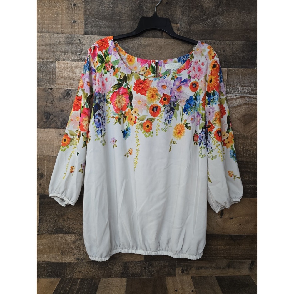 Women Garden Floral Boho Top Size 3X Elastic Waist Cottagecore Fairy Whimsy